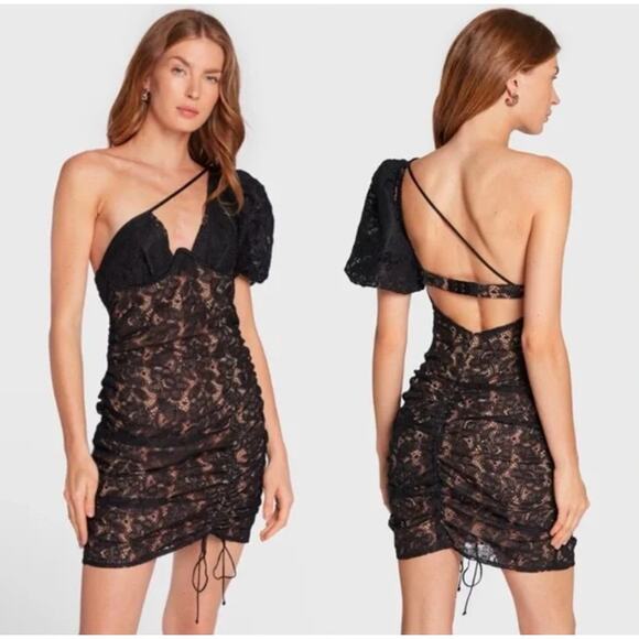 For Love And Lemons Dresses & Skirts - NWT For Love & Lemons Halle One Shoulder Mini Dress Black Size‎ Medium